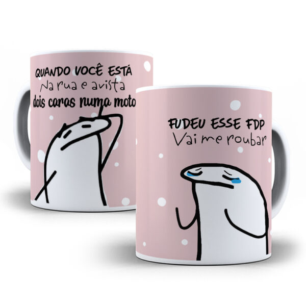 Caneca Meme Flork divertida com caixinha mod.69